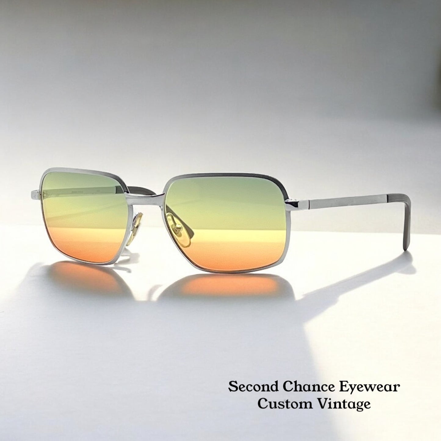 FAIRFIELD FO66-Vintage Sunglasses-Chrome Frame w/New, Custom Tri-Gradient Lenses-Deadstock-France 66mm