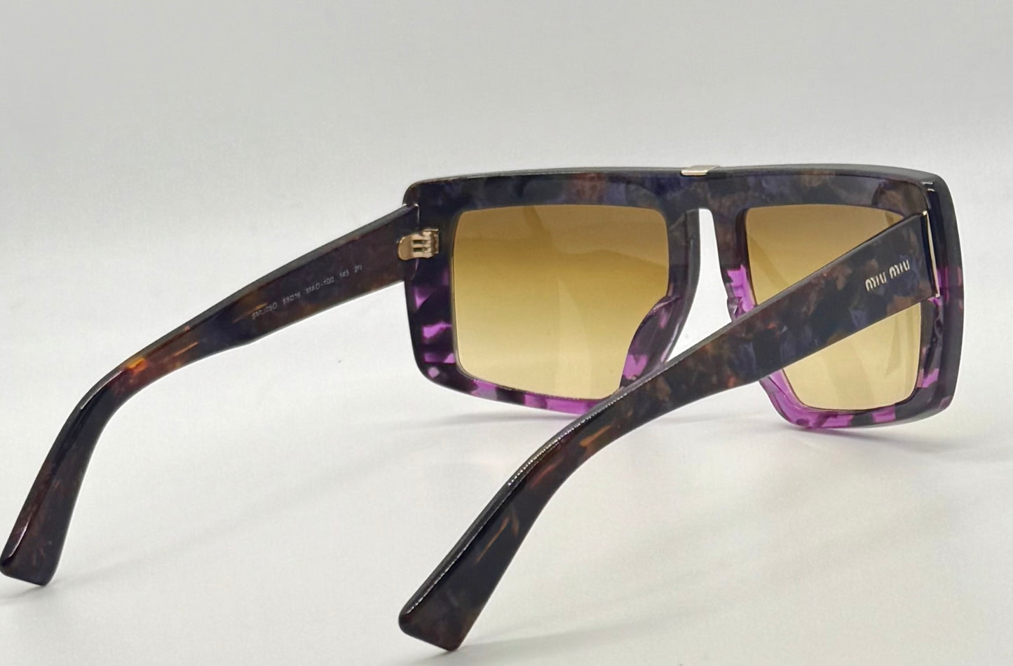 Miu Miu Smu 05O Vintage Sunglasses-Marbled Purple Amber Frame-Italy-55Mm