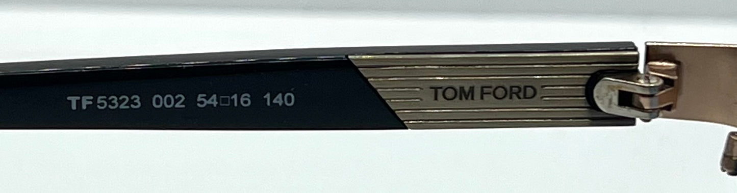 Tom Ford TF5323 002 Black/Gold Sunglasses w/New Blue Custom Lenses-New/Unworn-Full Kit