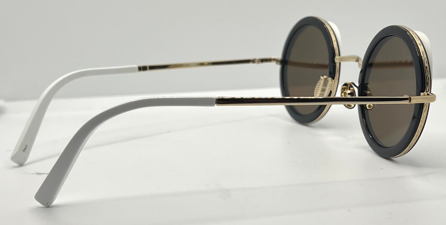 Cutler and Gross 1277 Round Sunglasses Gold/Black/White-New/Unworn-Full Kit-44mm