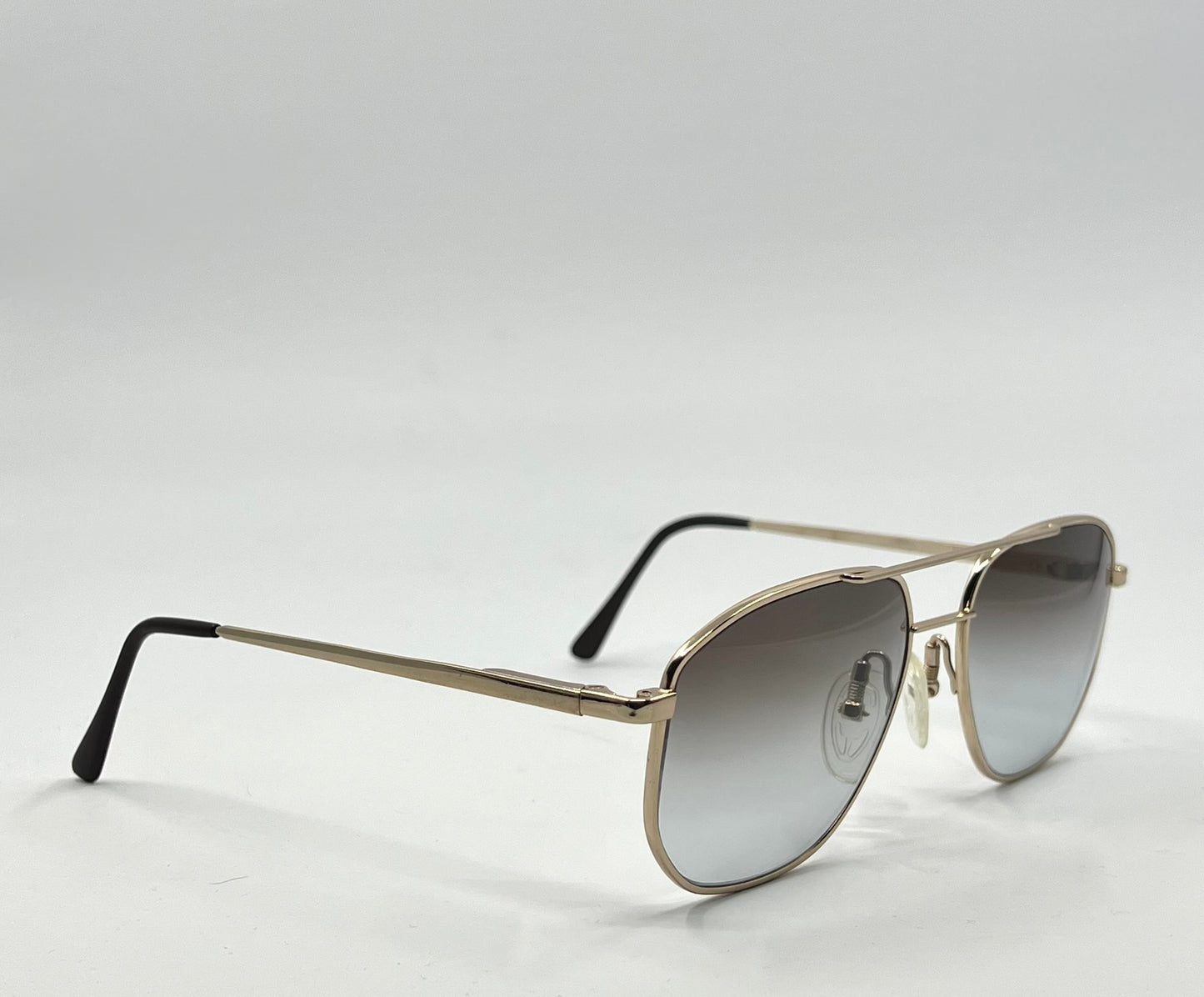 Studio 123-R-Flex Gold Vintage Aviator Sunglasses w/New Grey Gradient Custom Lenses-Deadstock