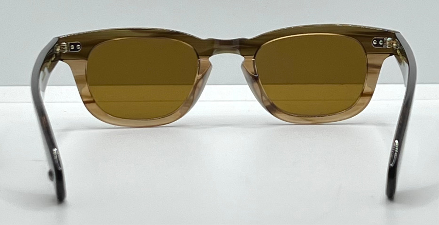 Garrett Leight LO-B BAMF 46-23 Premium Glass Sunglasses-Brown Fade – Full Kit-New
