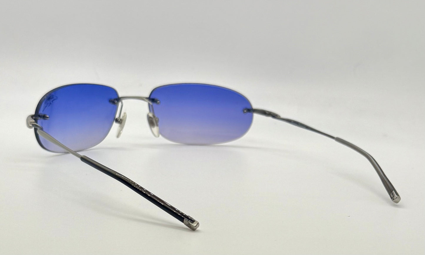 Tommy Bahama TB7/SA Sunglasses Rimless Shield Matte Silver Purple Y2K Deadstock