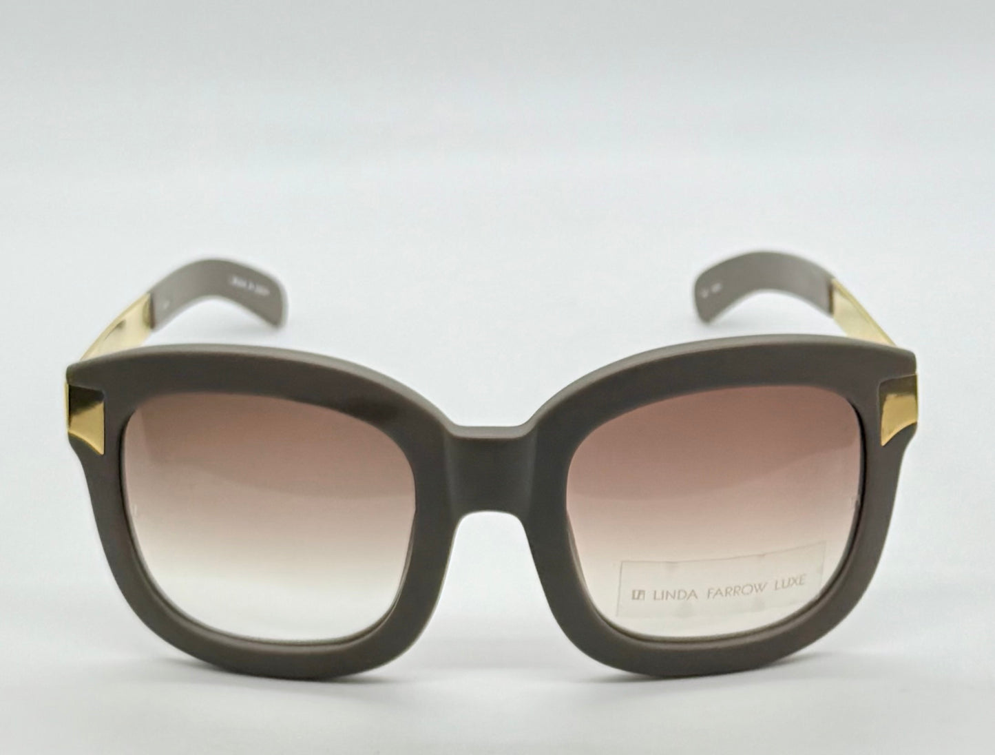 Linda Farrow Luxe LFL/1/6 Grey Gold Oversized Sunglasses Japan Deadstock Kit