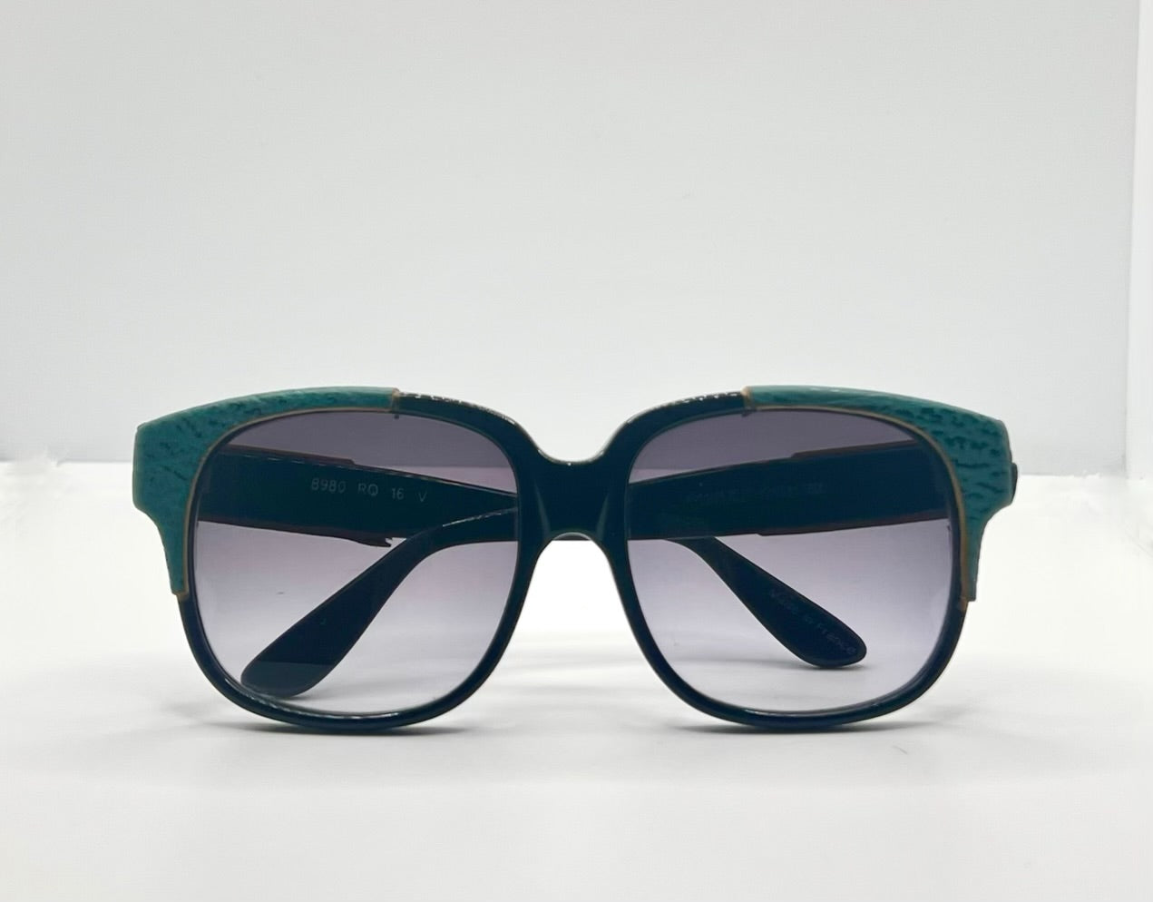 Vintage Emmanuelle Khanh 8980 RQ 16V Sunglasses – Green Ostrich Detail – France