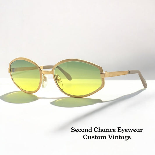 Vintage Deadstock Neostyle Boutique 303 Sunglasses – Custom Gradient “Citrine Moss” Lenses – Made In Germany – 52-18