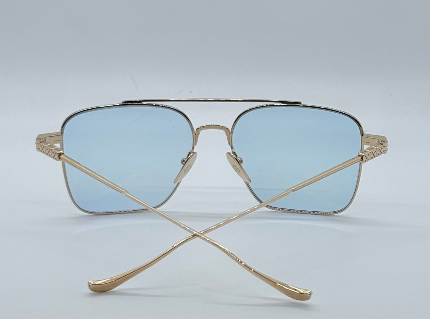 Chrome Hearts AM Gold Plated – Solid Light Blue Lenses – Deadstock Full Kit