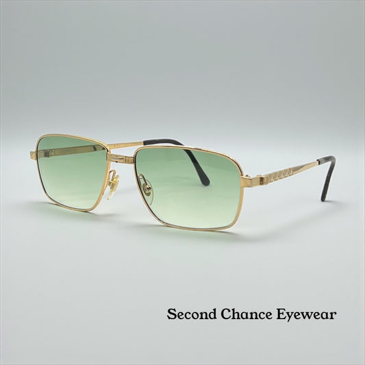 Dunhill 6142 004 Gold Vintage Sunglasses-New Green Gradient Custom Lenses-Unworn