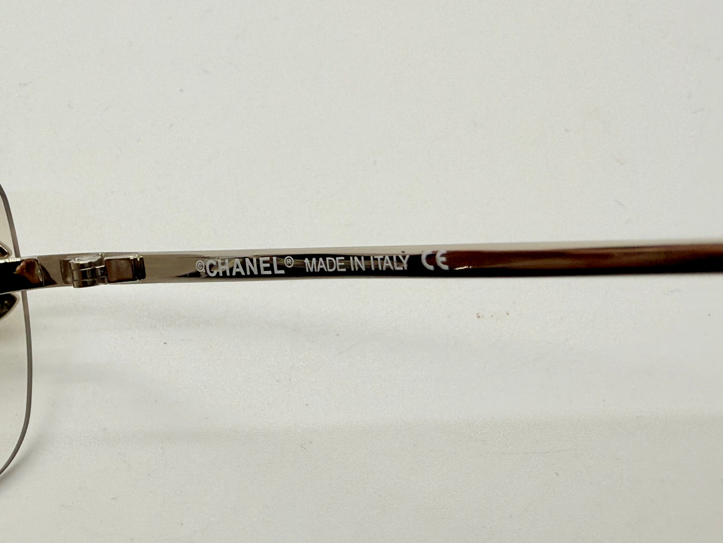 CHANEL 4017-D Silver Rimless Sunglasses Swarovski CC Logo Deadstock