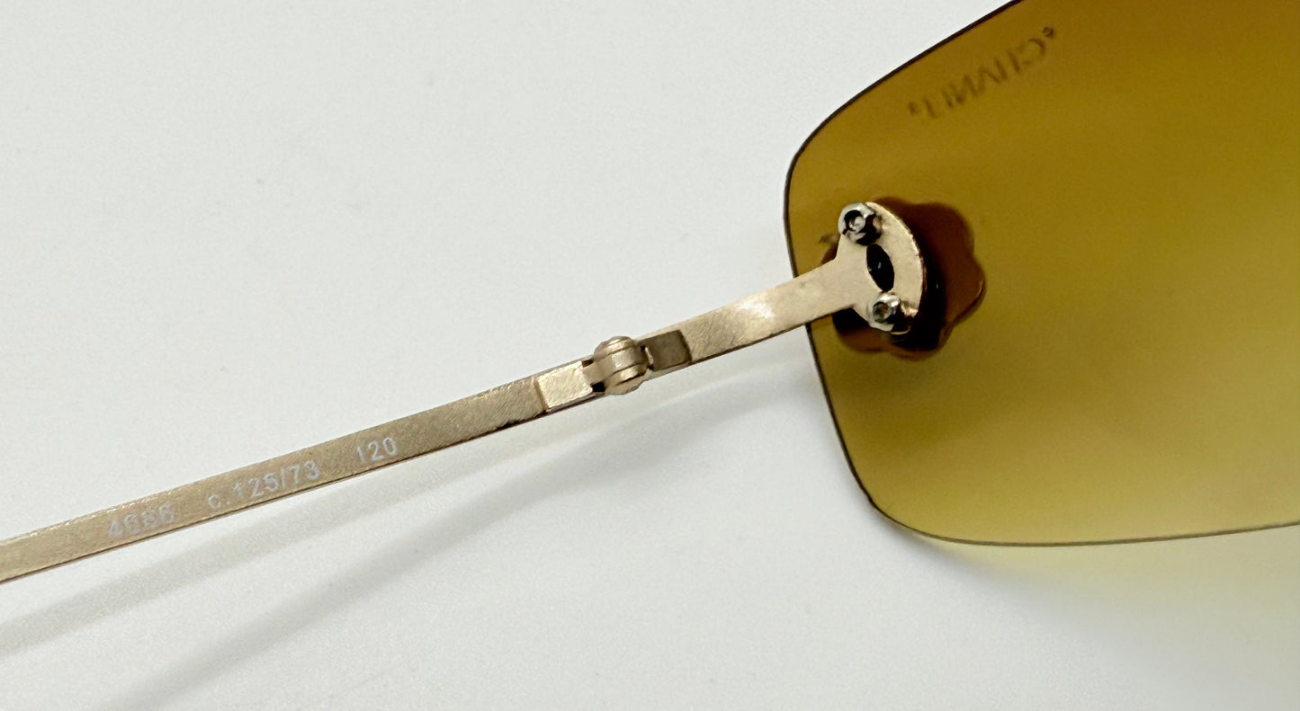 CHANEL 4086 C.125/73 Silver Shield Rimless Sunglasses – Vintage Deadstock – Made in Italy