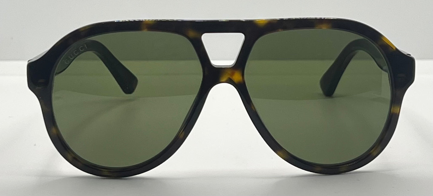GUCCI GG0759S 002-Dark Havana Pilot Sunglasses-Optyl-Bee Detail-Full Kit-56mm