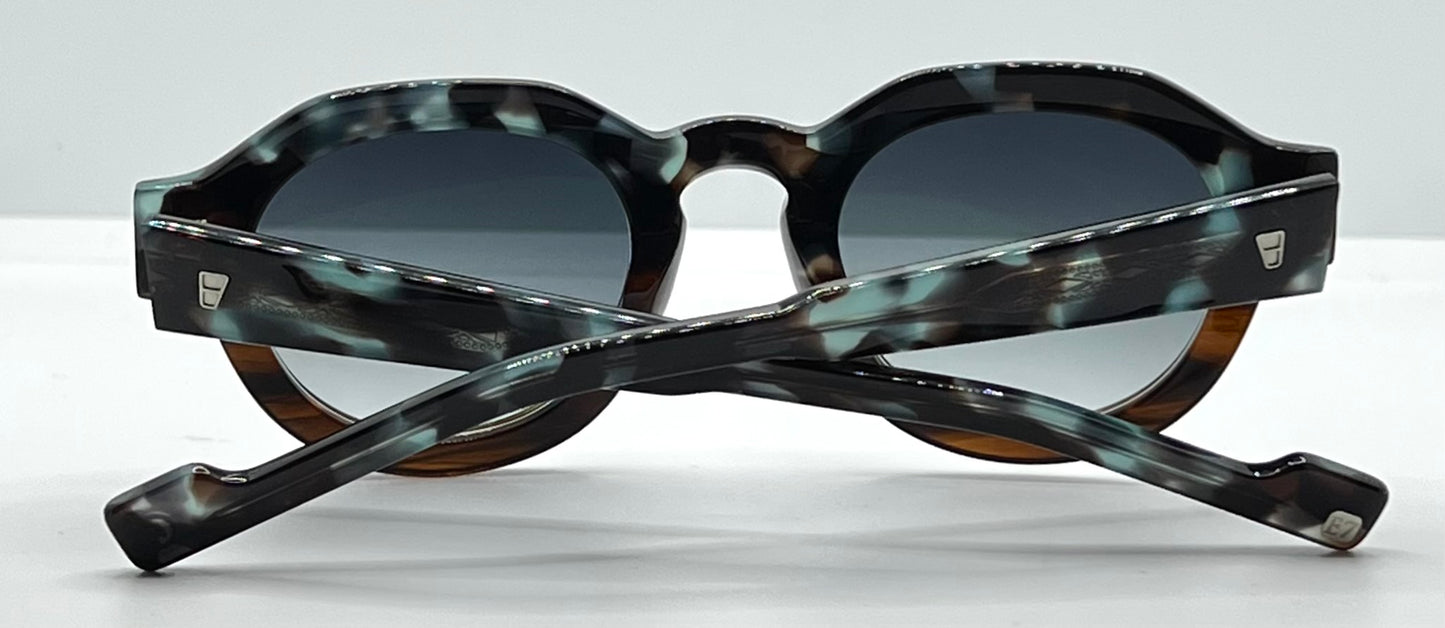 Entourage of 7 “Serrano” 09-04 Sunglasses-Blue Granite/Tortoise-Handmade in Japan-New/Unworn-Full Kit