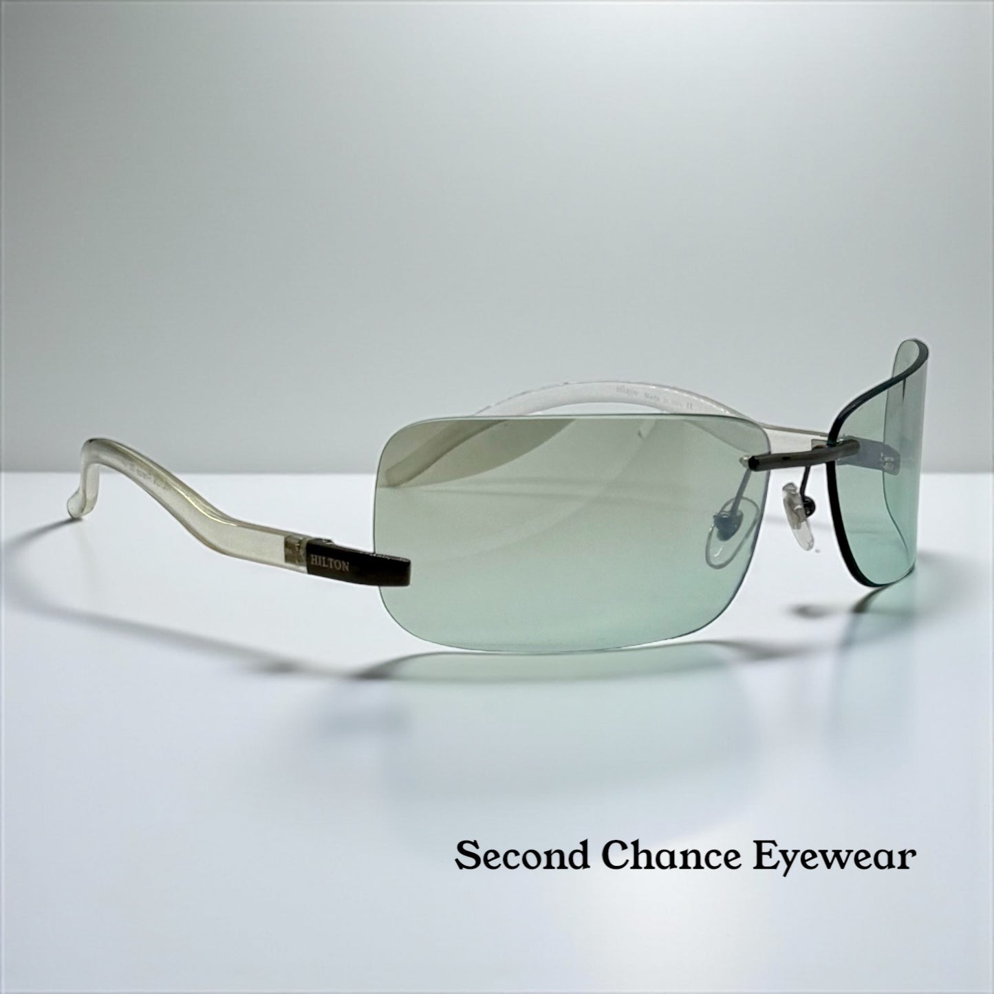 Hilton Firenze ’03 – Vintage Deadstock Y2K Rimless Sunglasses – Green Gradient Italy