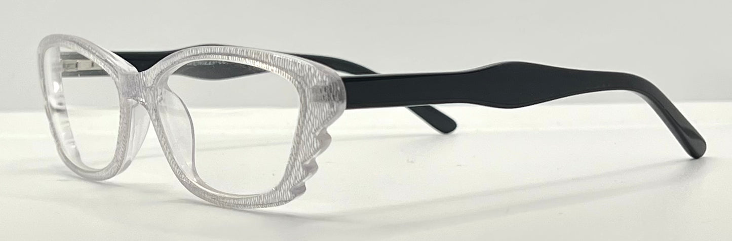 Menizzi MA3026 COL.01 Eyeglasses – Clear Textured / Black Temples – 50mm