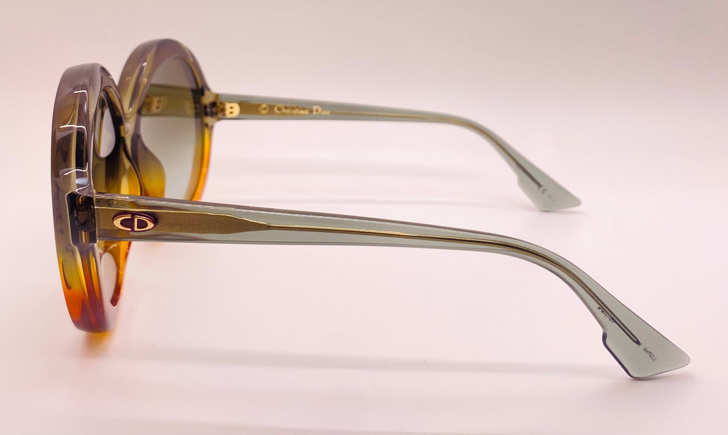Christian Dior Bianca LGPHA Green-Orange Gradient Optyl Sunglasses-Vintage Elegance-FULL KIT