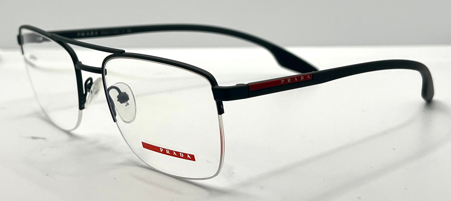 Prada VPS 51M 55-19-145 Black Red Half-Rim Glasses Made in Italy-New
