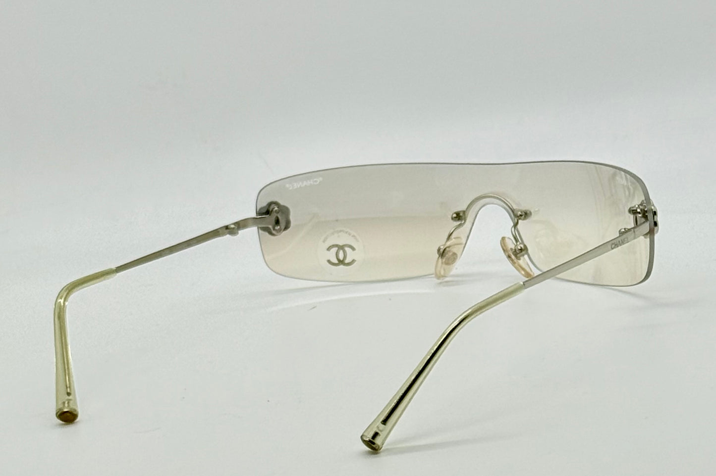 Chanel 4086 C.124/6Y Vintage Shield Sunglasses – Deadstock/Unworn-Camellia Silver