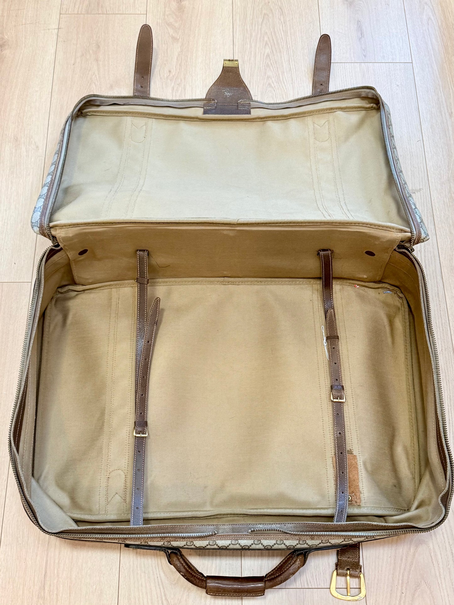 Vintage Gucci GG Supreme Web Stripe Suitcase 1980s Travel Case