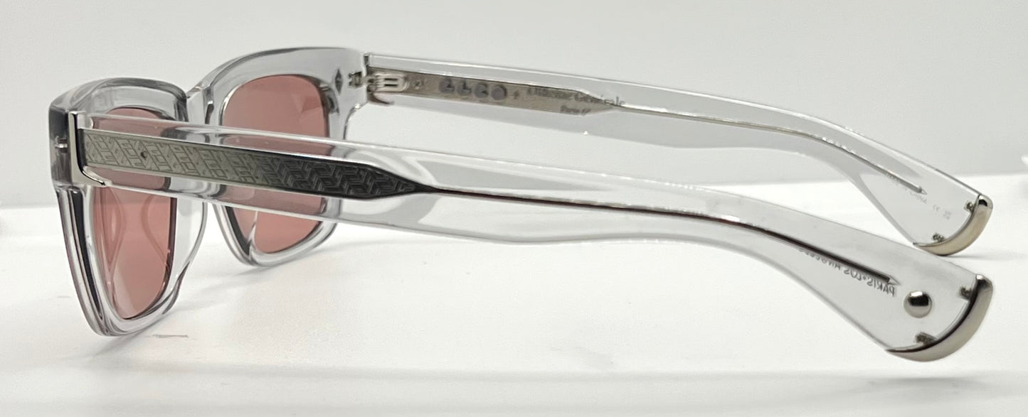 Garrett Leight x Officine Générale OGX Crystal w/New, Solid Rose Custom Tinted Lenses
