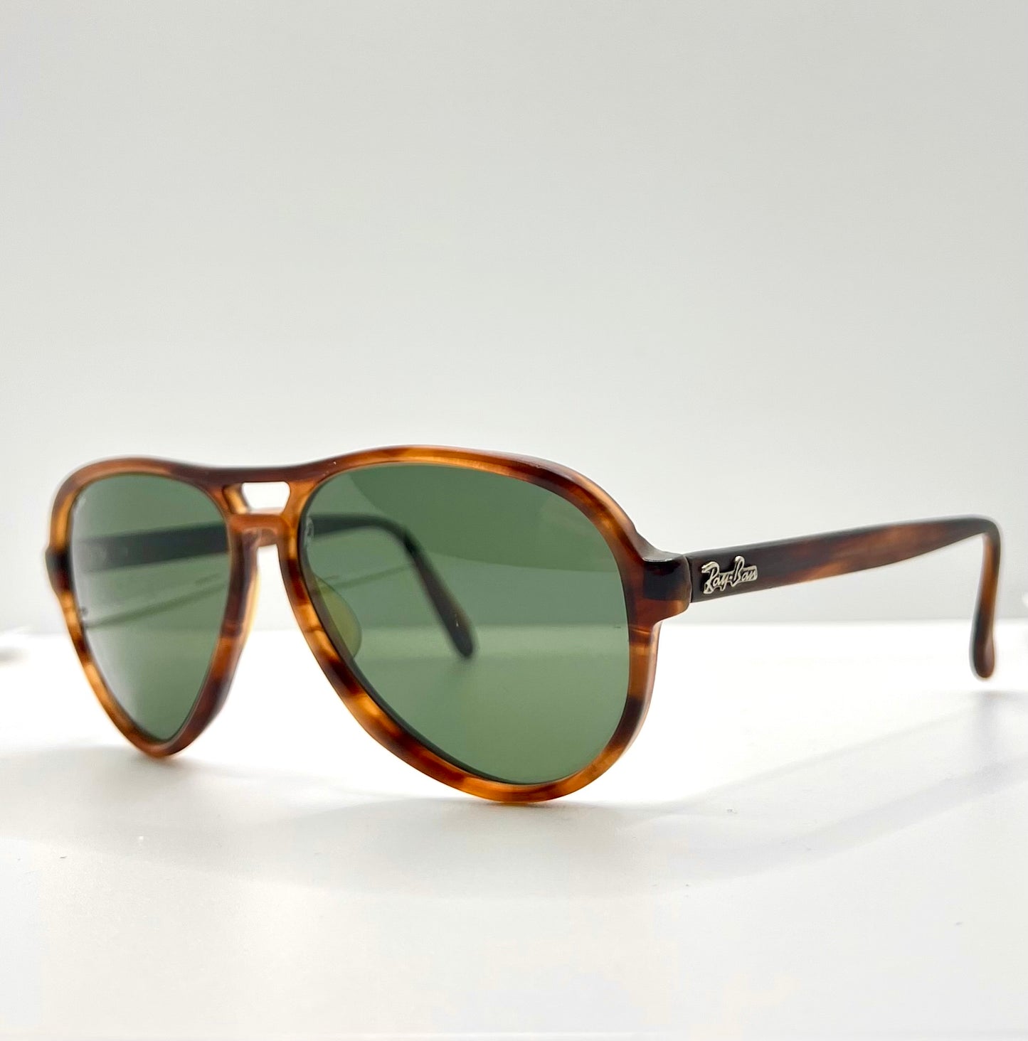 B&L Ray-Ban Vagabond Vintage Sunglasses 58mm-Tortoise Aviator-Etched B&L Lenses