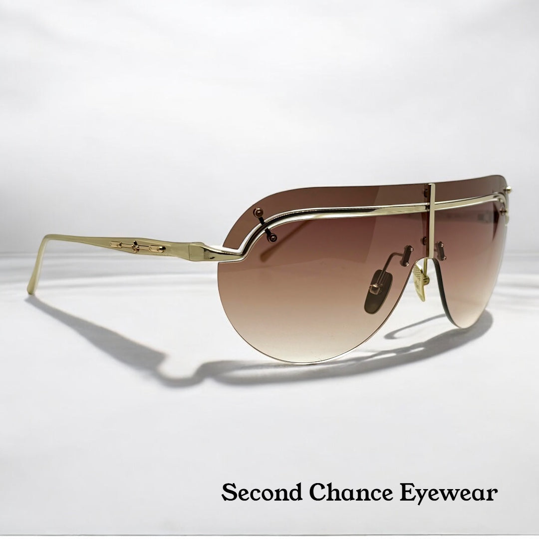 Philippe V N32 Titanium Shield Sunglasses | Made in Japan | Gradient Brown Lenses | Brand New