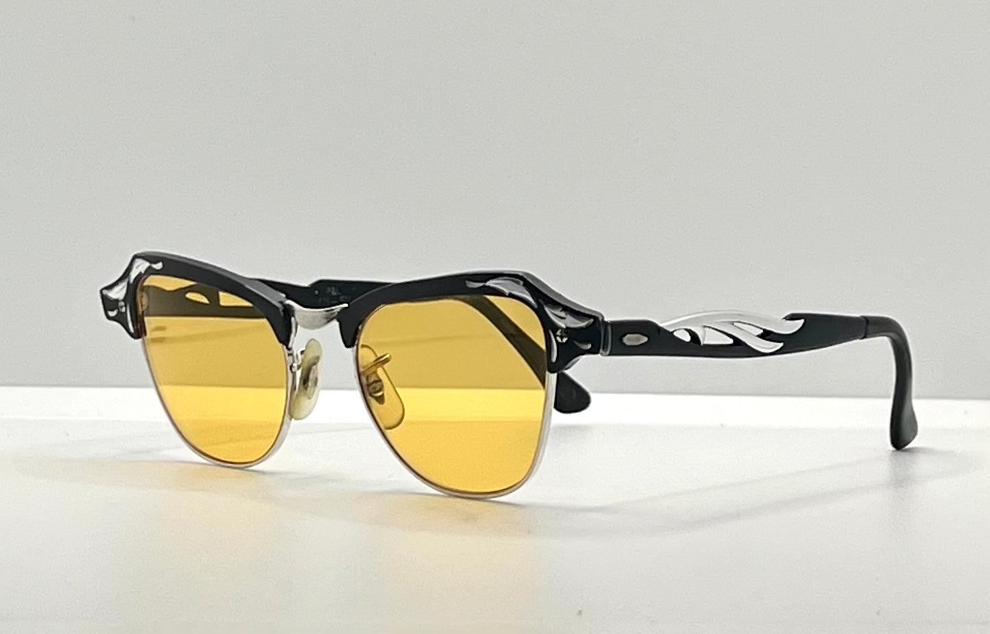 B&L 1/10 12K GF 20-46 Clubmaster-Style Vintage Sunglasses w/New, Custom Solid Persimmon Lenses