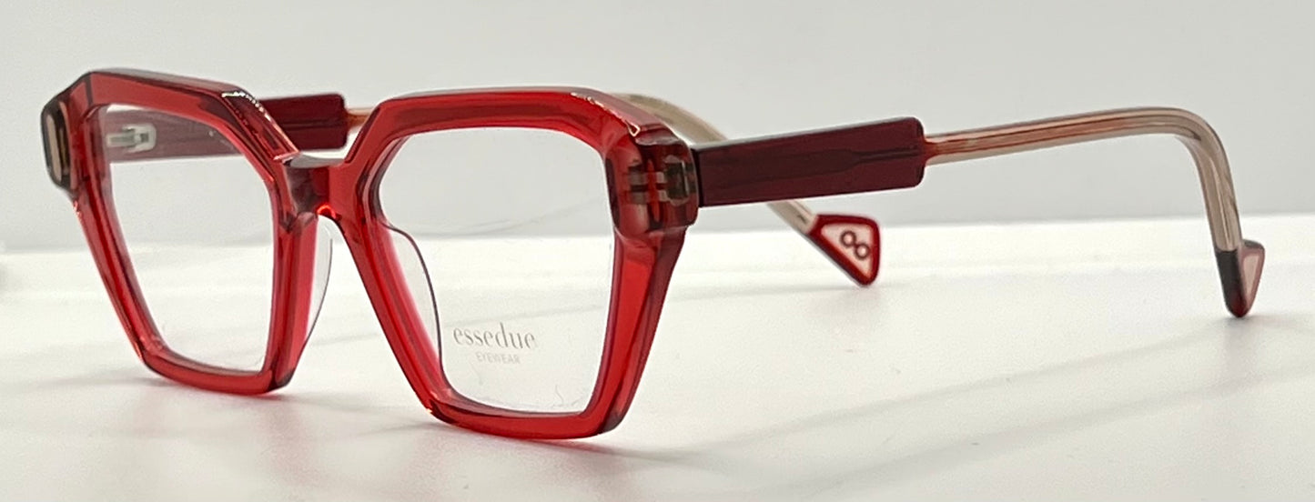 Esse Due ORTI Red Geometric Acetate Eyeglasses 53mm – Handmade in Italy – New Unworn