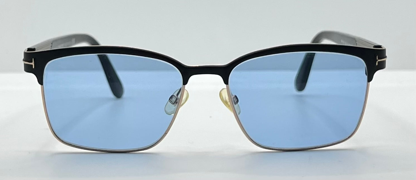Tom Ford TF5323 002 Black/Gold Sunglasses w/New Blue Custom Lenses-New/Unworn-Full Kit
