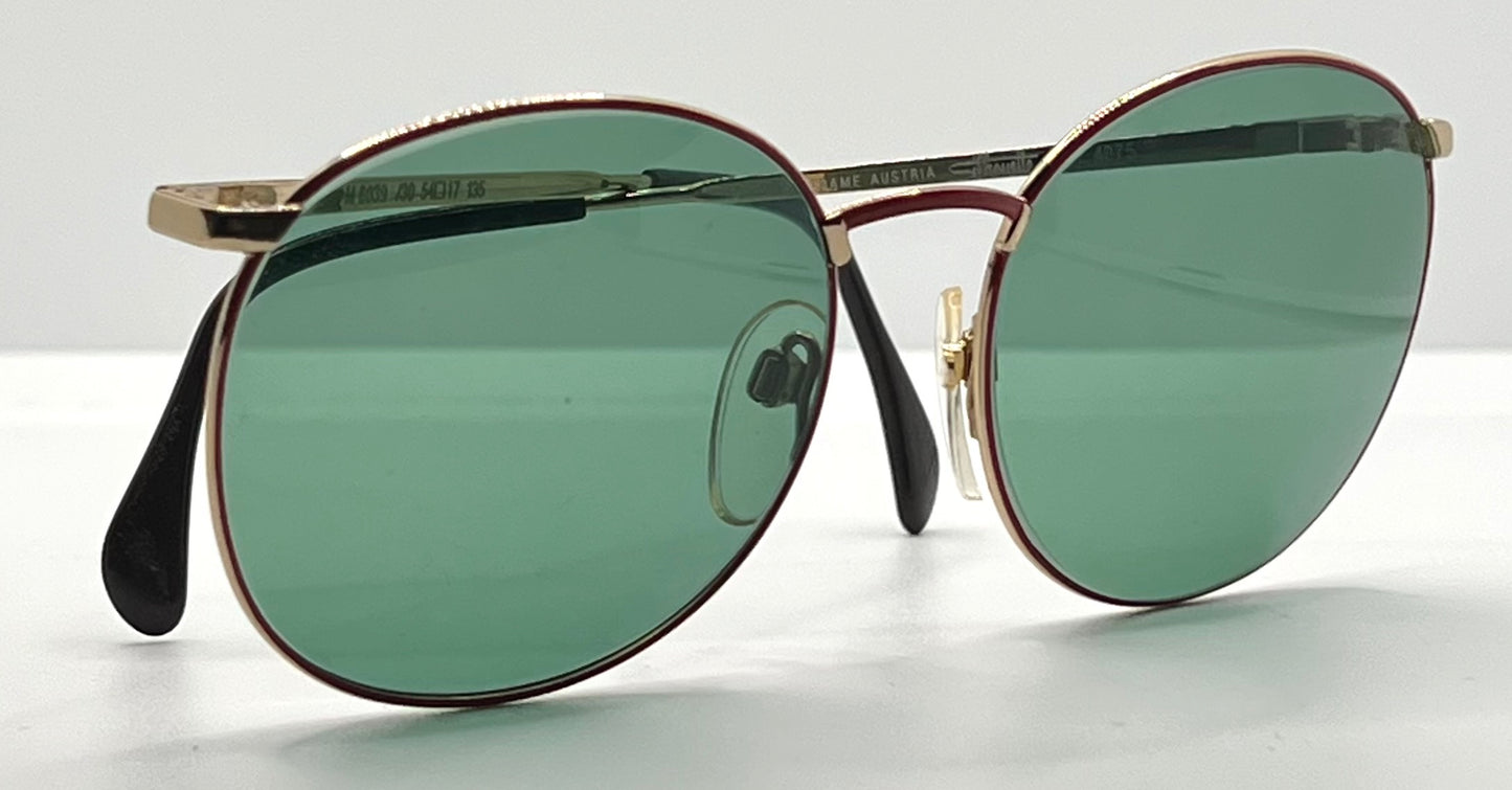 Silhouette M6039 VINTAGE Sunglasses-Gold/Red w/New Green Custom Lenses-54mm