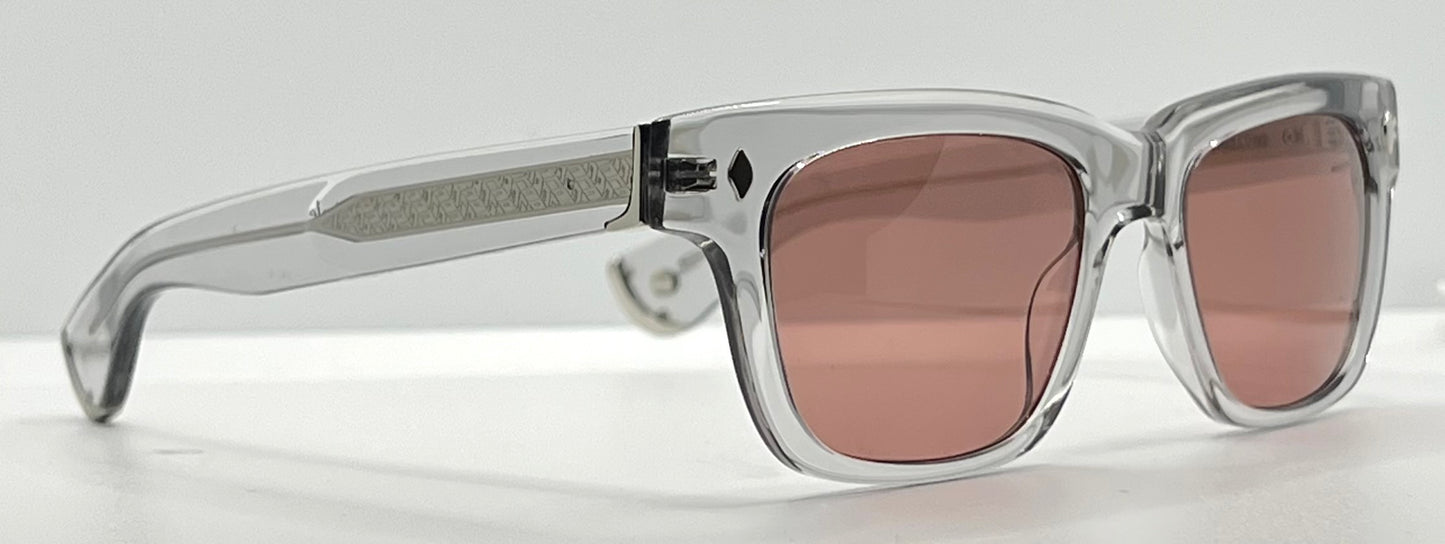 Garrett Leight x Officine Générale OGX Crystal w/New, Solid Rose Custom Tinted Lenses