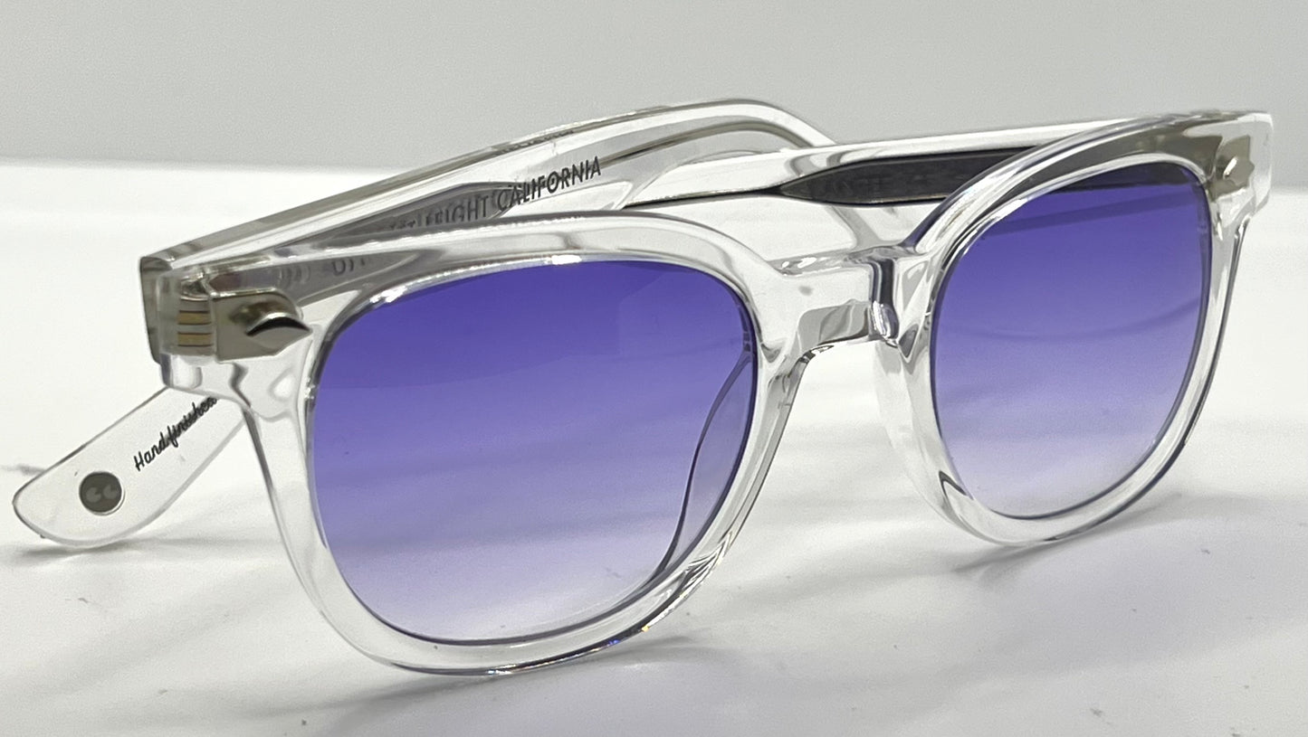 Garrett Leight Canter CR Crystal Sunglasses w/New Violet Fade Custom Lenses-47mm-New/Unworn