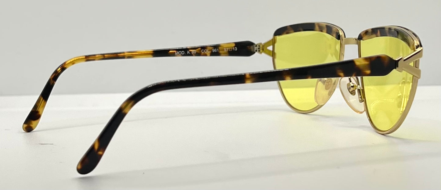 Kador MOD. K 80 Vintage Italian Sunglasses w/New Yellow Custom Lenses-57mm