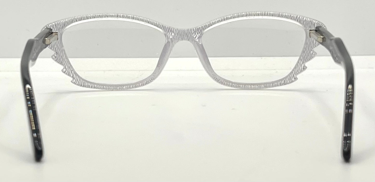 Menizzi MA3026 COL.01 Eyeglasses – Clear Textured / Black Temples – 50mm