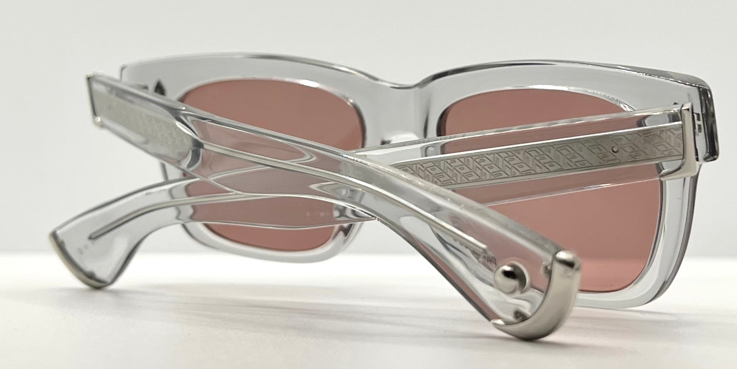 Garrett Leight x Officine Générale OGX Crystal w/New, Solid Rose Custom Tinted Lenses