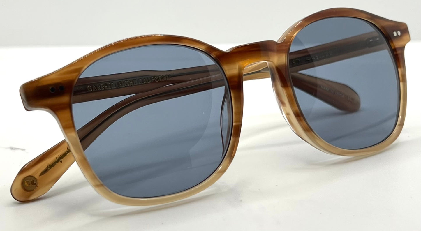Garrett Leight Riley BTF Sunglasses w/New Pacific Blue Custom Lenses-Full Kit-Unworn-48mm