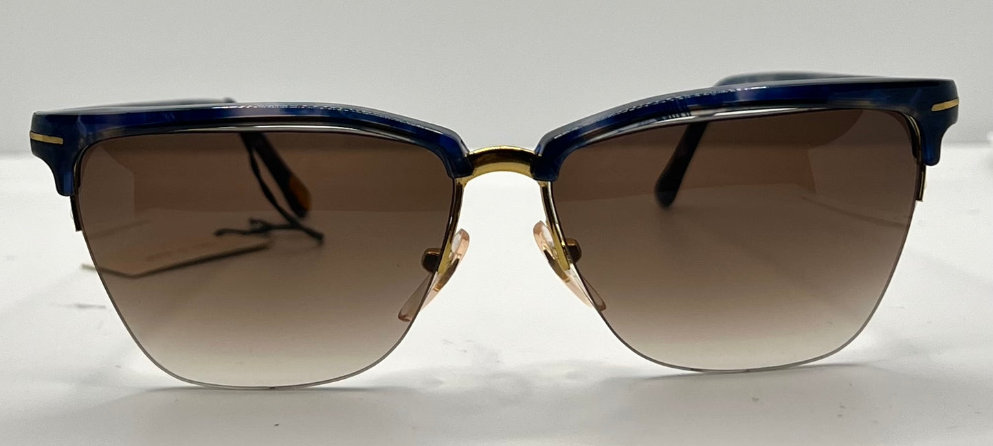 Gianni Versace 343 Blue Gold Vintage Sunglasses 56mm Half-Rim-UNWORN