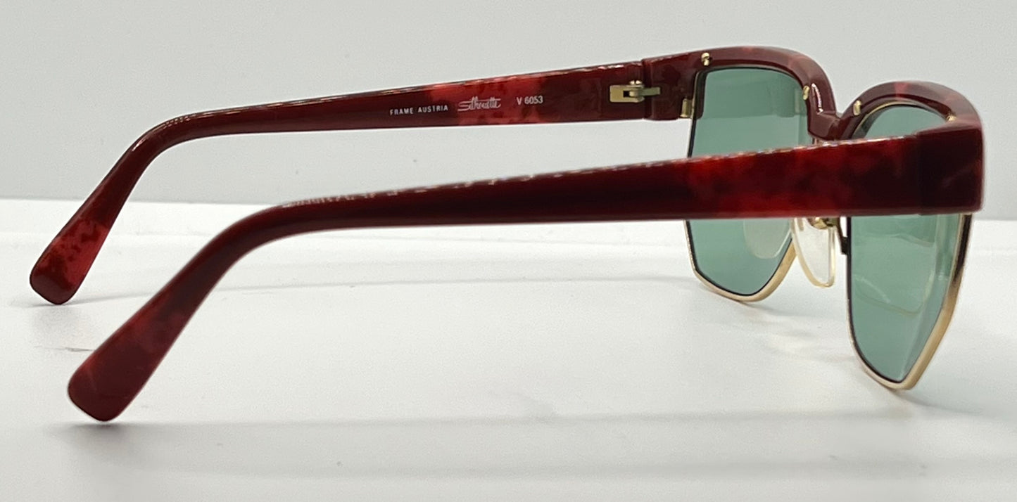 Silhouette M6067 V6053 VINTAGE Sunglasses-Red Tortoise w/New Green Custom Lenses