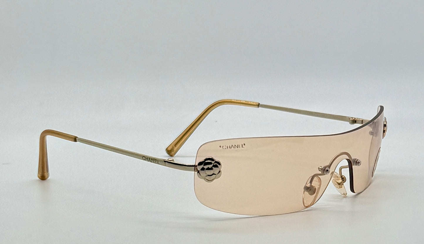CHANEL 4086 C.124/60 Silver Shield Rimless Sunglasses – Vintage Deadstock – Made in Italy