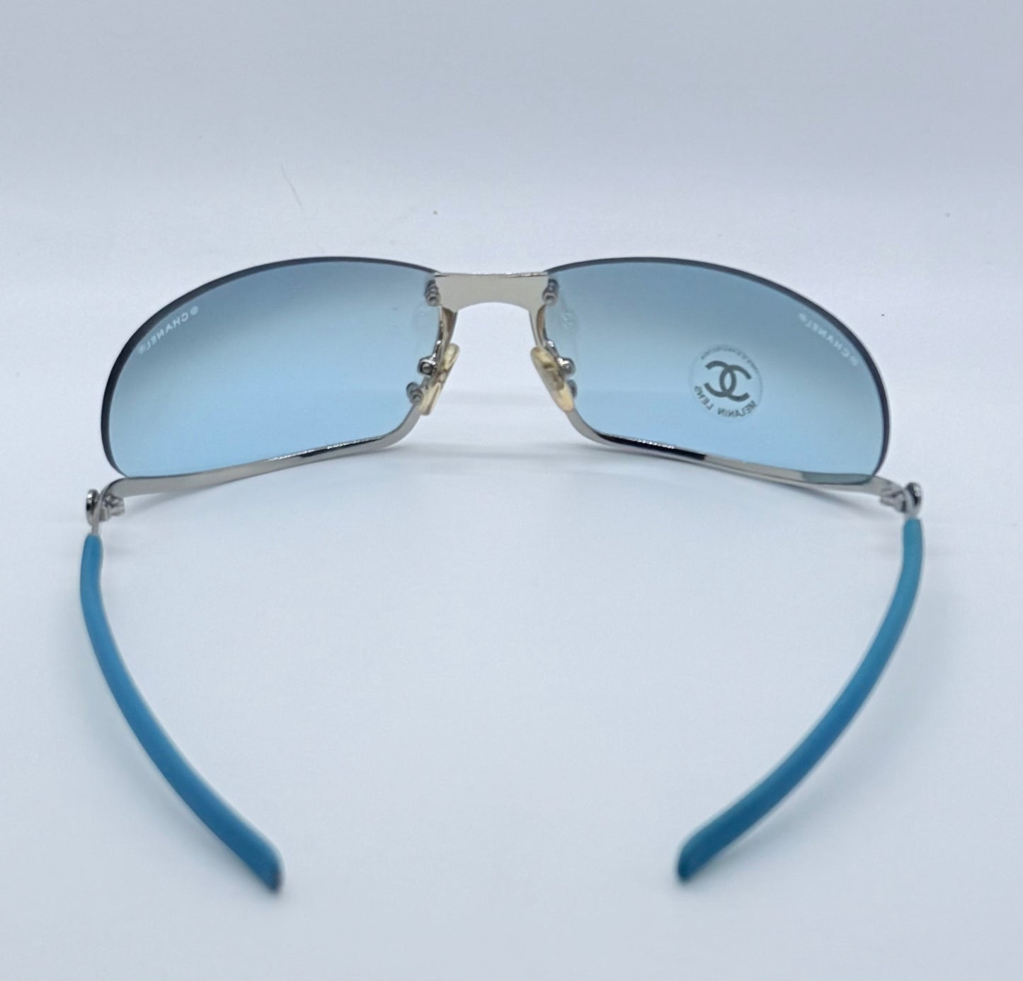 CHANEL C232-7H Rimless Shield Sunglasses Turquoise Melanin Lens-Deadstock