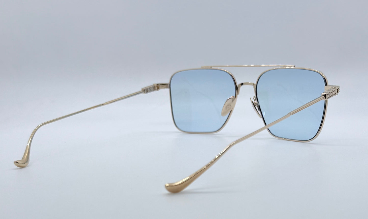 Chrome Hearts AM Gold Plated – Solid Light Blue Lenses – Deadstock Full Kit