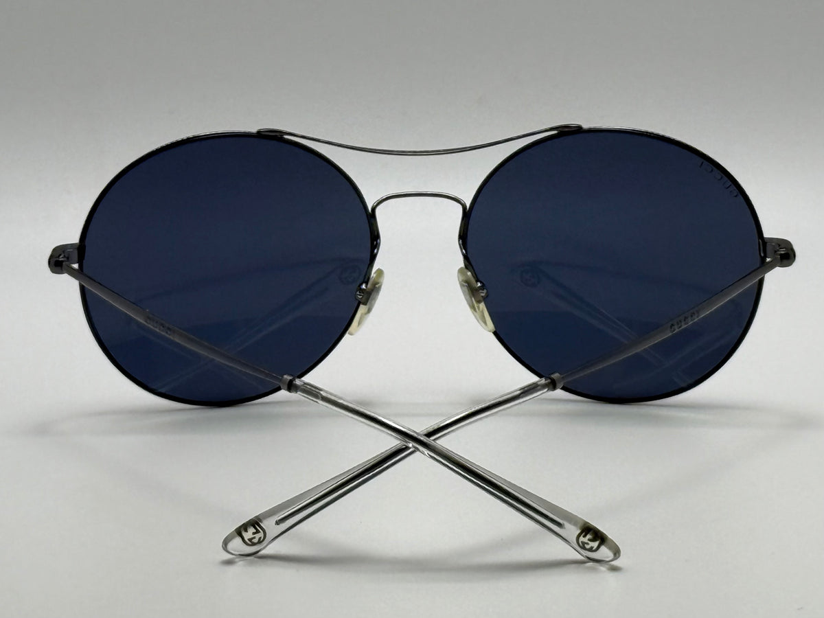 Gucci Gg 4252|S Kj14X Round Sunglasses-58Mm Matte Black-Blue Lens-Italy