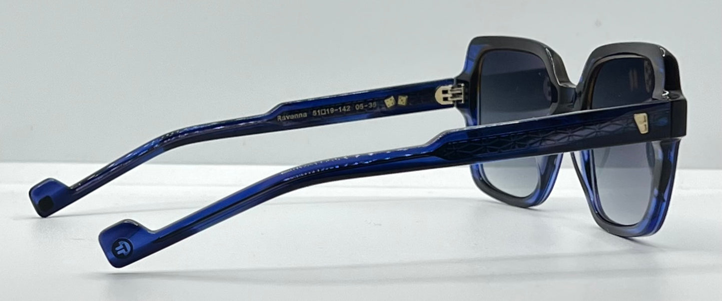 Entourage of 7 “Ravenna” Blue Havana Gradient 51mm Sunglasses-Made in Japan-New/Unworn -Full Kit