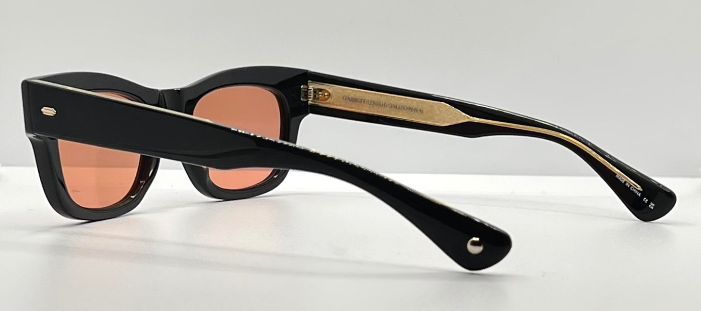 Garrett Leight California Optical WOZ BK Sunglasses–Black Frame-Cherry Tinted Lenses– Brand New-Full Kit