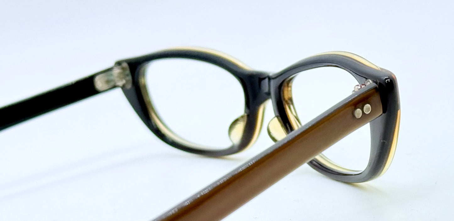 Vintage American Optical Cat-Eye Glasses-1950s/1960s Black & Brown Acetate Frame