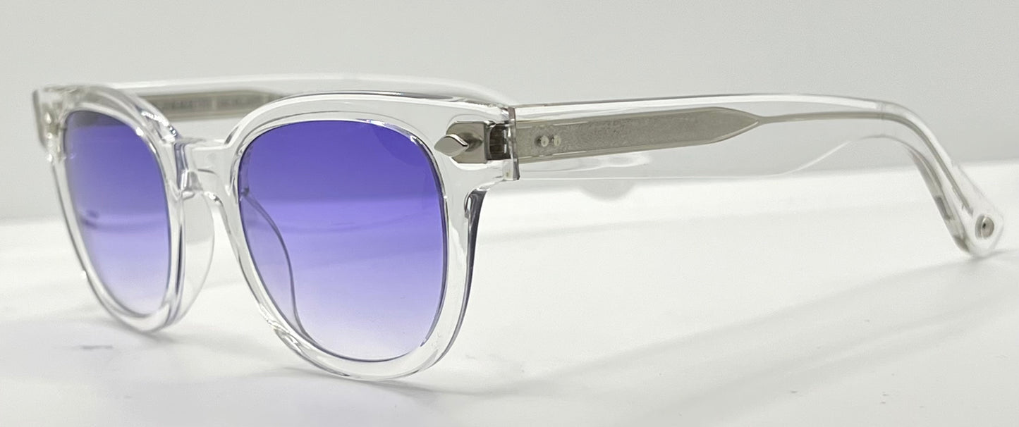 Garrett Leight Canter CR Crystal Sunglasses w/New Violet Fade Custom Lenses-47mm-New/Unworn
