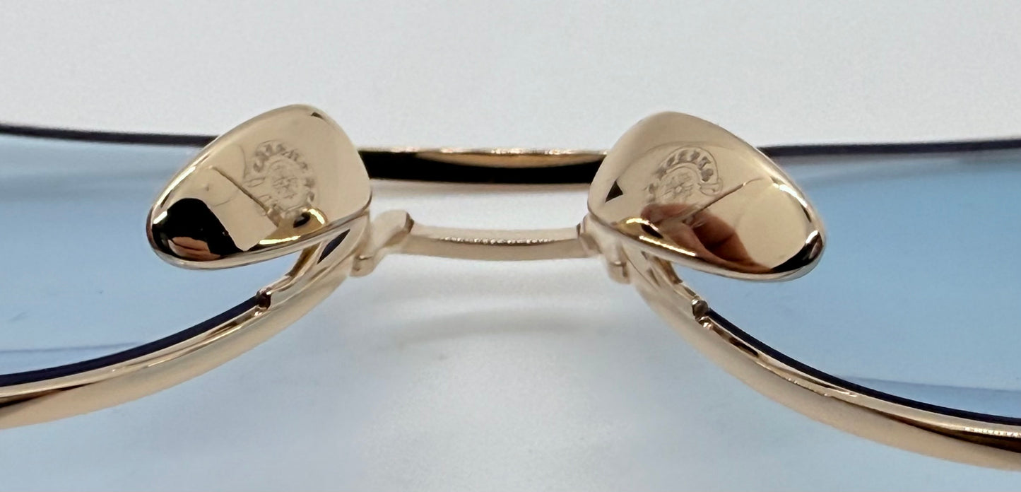 Chrome Hearts AM Gold Plated – Solid Light Blue Lenses – Deadstock Full Kit