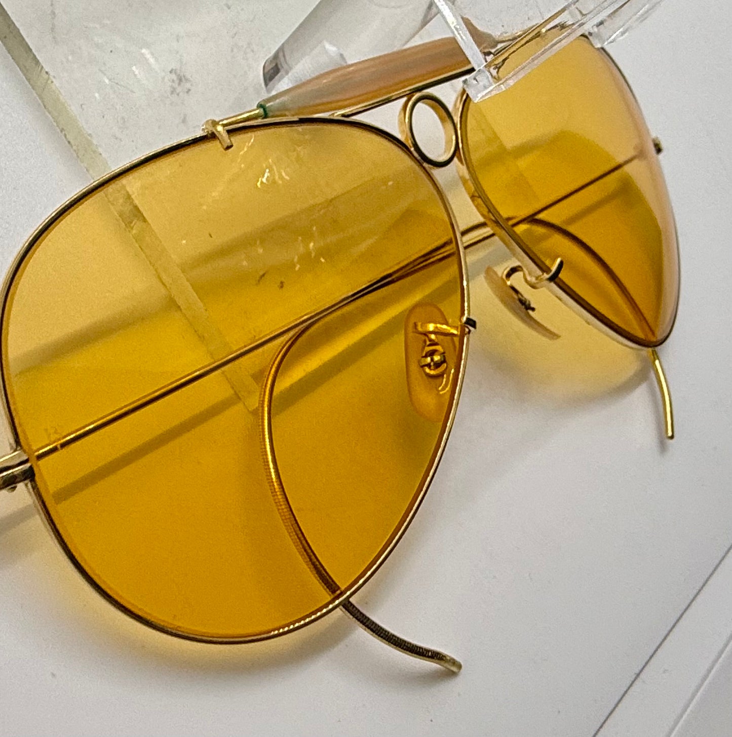 B&L Ray-Ban Shooter Arista Gold 62-8 Ambermatic USA Vintage Sunglasses Case