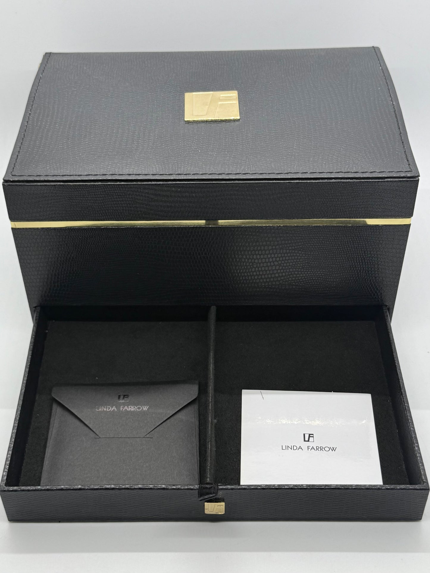 Linda Farrow Luxe LFL/1/6 Grey Gold Oversized Sunglasses Japan Deadstock Kit