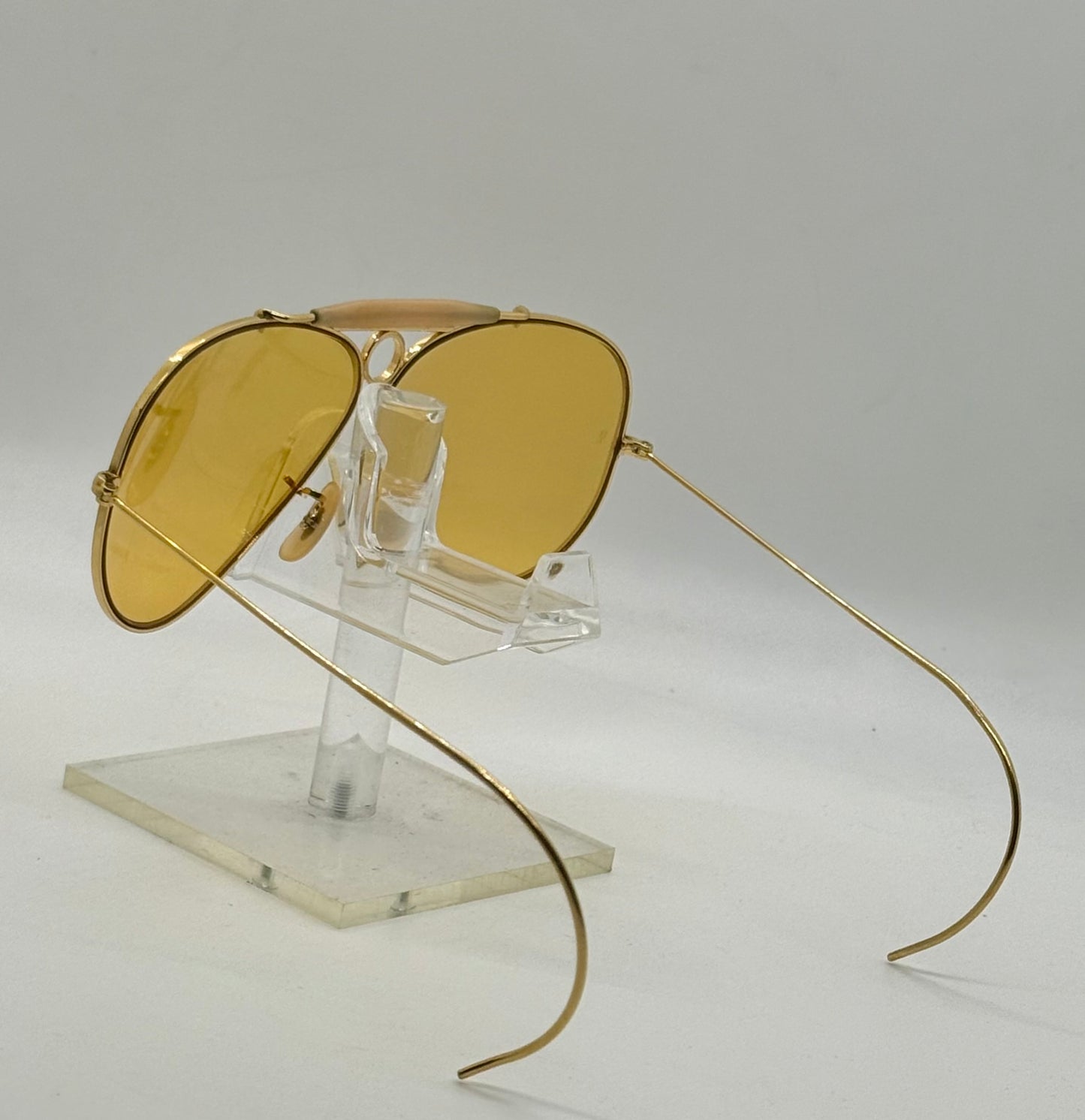 B&L Ray-Ban Shooter Arista Gold 62-8 Ambermatic USA Vintage Sunglasses Case