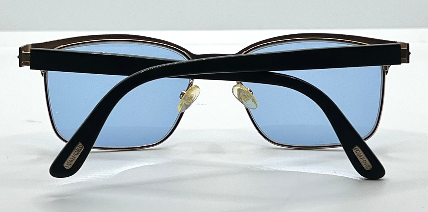 Tom Ford TF5323 002 Black/Gold Sunglasses w/New Blue Custom Lenses-New/Unworn-Full Kit